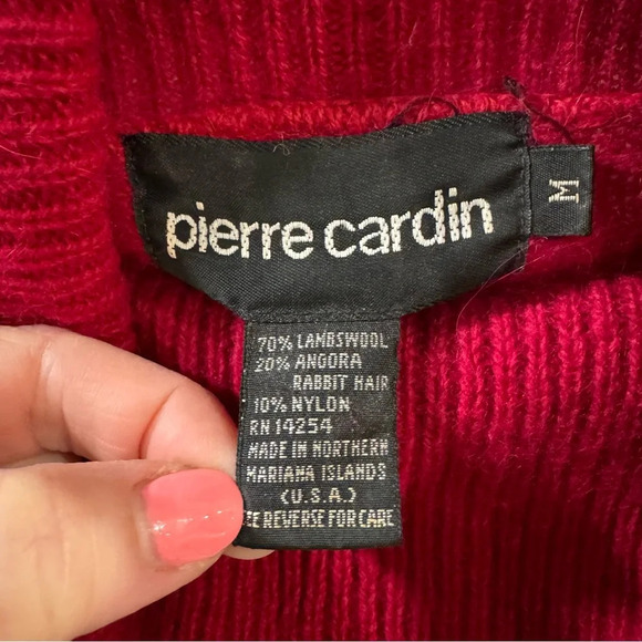 Vintage Argyle Rose Lambswool & Angora‎ Granny Core Sweater Pierre Cardin sz Med - Picture 5 of 7